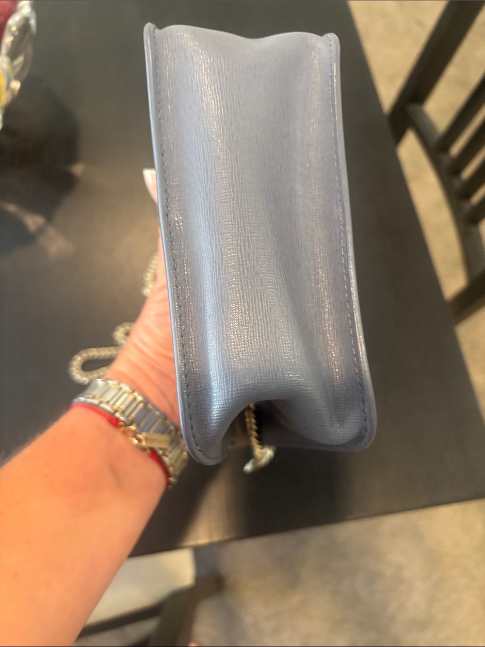 Furla Saffiano Leather Crossbody in Light Gray with Gold Plate - Picture 8 of 14